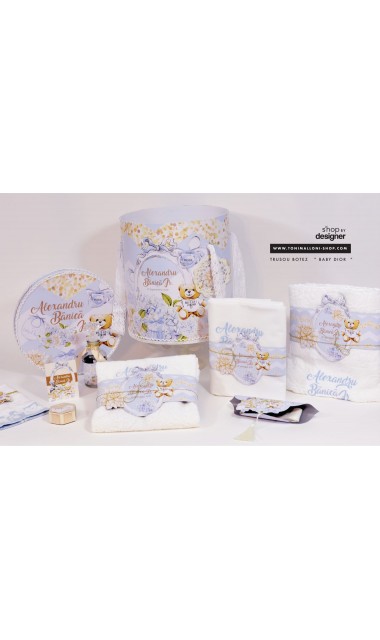 Trusou de botez pentru baieti cu ursuletul Baby Dior, Ursulet de plus 9